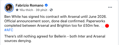 Ben White completed move to Arsenal - Bóng Đá