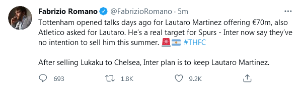 Romano: Tottenham contact Martinez - Bóng Đá