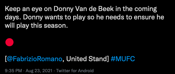Van de Beek muốn ra đi.