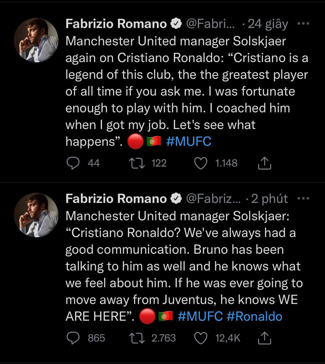 Như Solskjaer xác nhận, có vẻ như Man Utd đã nhanh chóng để mắt tới Ronaldo.