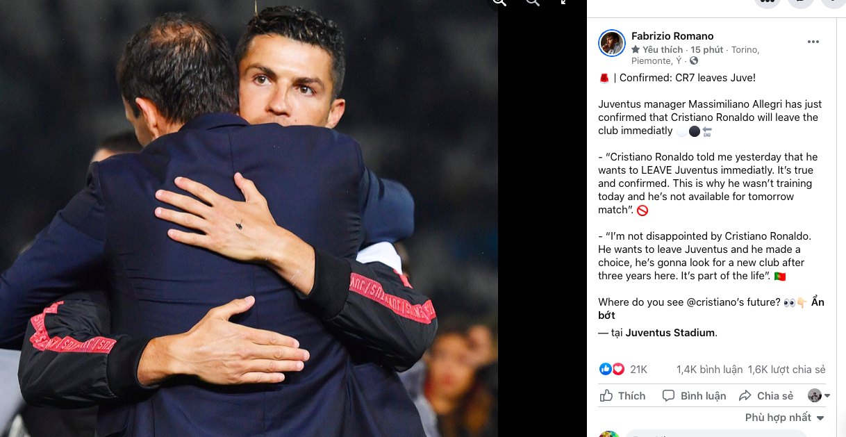 Allegri on Ronaldo - Bóng Đá