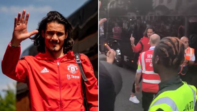 Edinson Cavani gives middle finger to Manchester United supporter after final match for the club - Bóng Đá