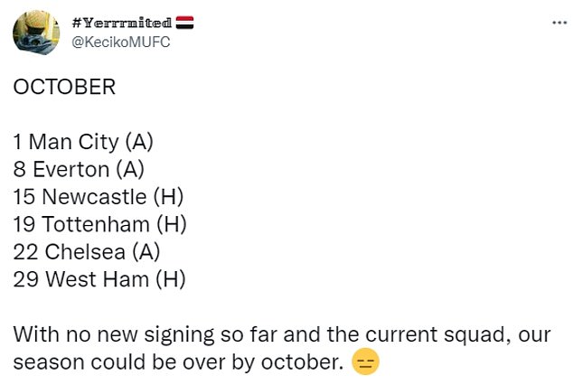 'We're not getting to November alive!': Man United fans panicking at 'HORRID' October fixtures - Bóng Đá