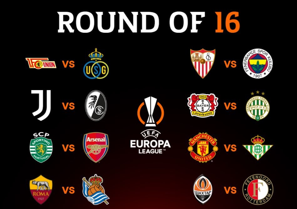 Kết quả bốc thăm vòng 16 đội Europa League.
