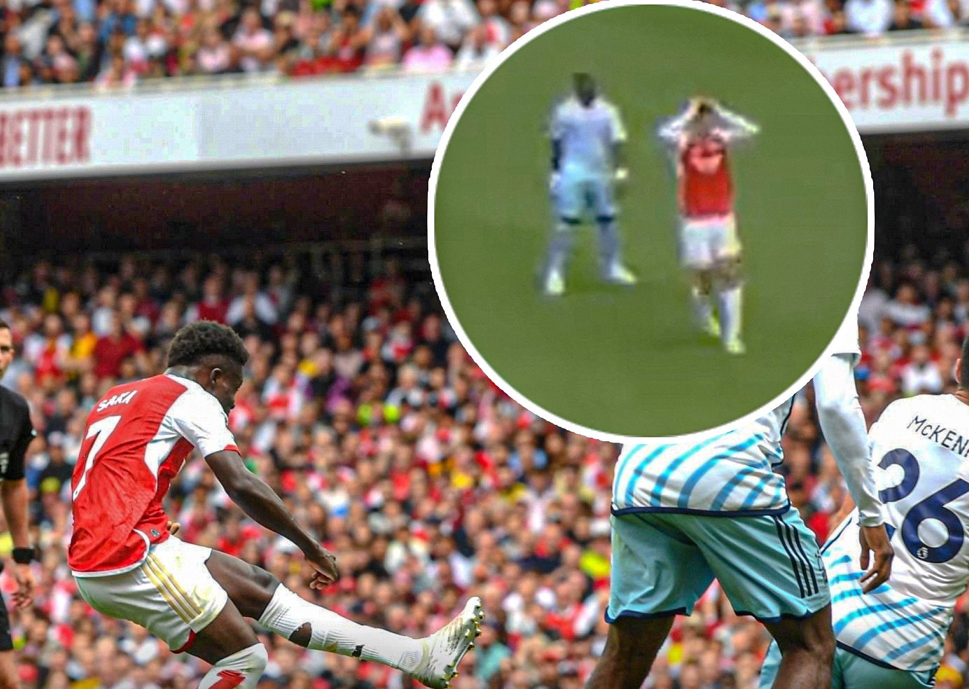 Havertz không thể tin vào mắt mình với siêu phẩm của Saka.