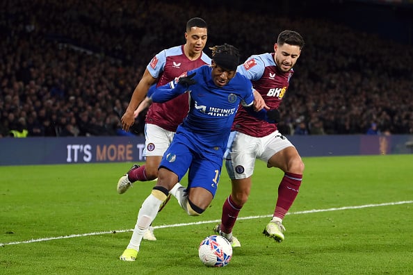 Noni Madueke did not look happy when he was substituted in the 0-0 draw with Aston Villa. - Bóng Đá
