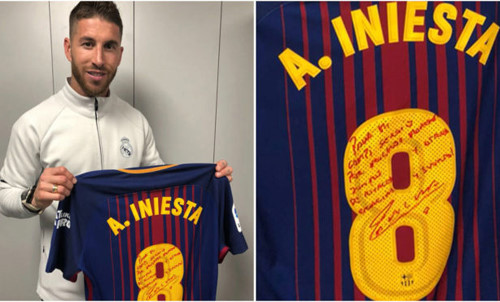 Iniesta bất ngờ tặng áo đấu El Clasico cuối cùng cho Ramos - Bóng Đá