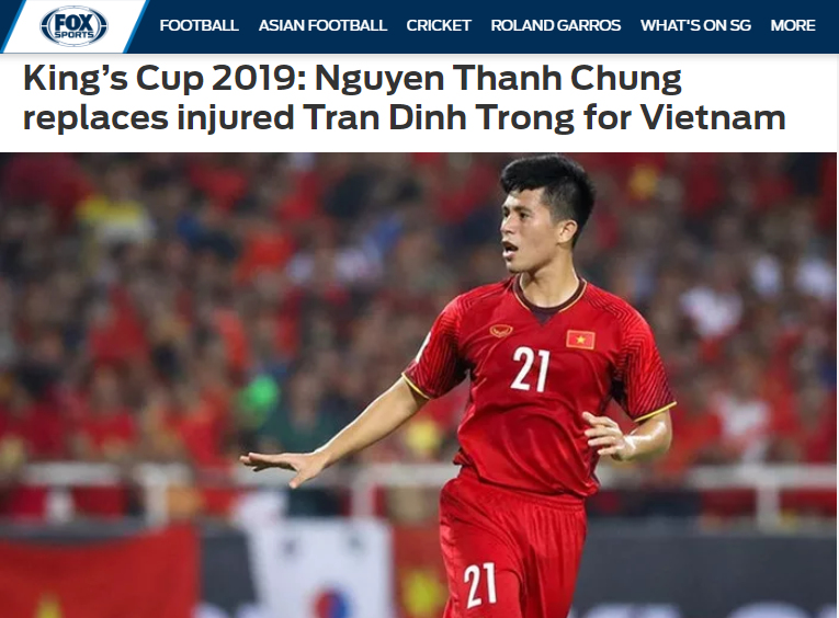 Báo châu Á: Đã rõ người thay thế Đình Trọng tham dự King's Cup (Fox Sports Asia) - Bóng Đá