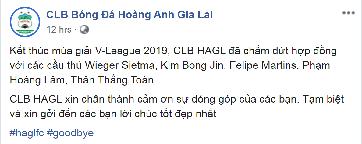 NÓNG: HAGL chia tay 5 cái tên, chờ cuộc thay máu trước V-League 2020 - Bóng Đá