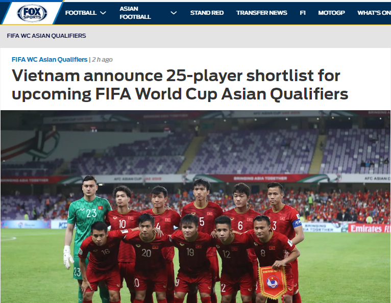 Báo châu Á nói gì về danh sách rút gọn 25 cầu thủ của ĐT Việt Nam? - Bóng Đá