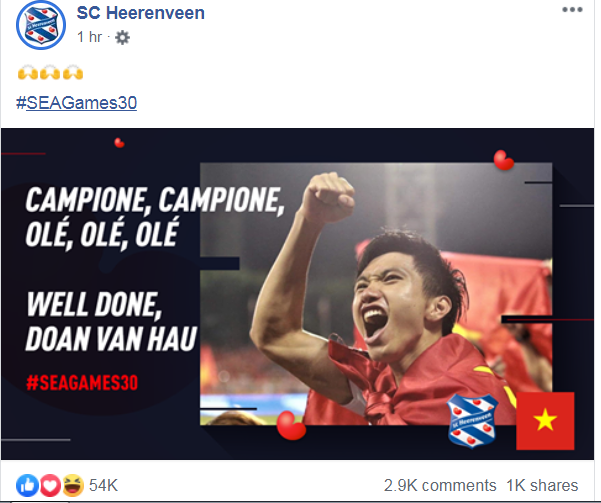 SC Heerenveen gửi thông điệp đến Đoàn Văn Hậu sau khi đoạt HCV SEA Games - Bóng Đá