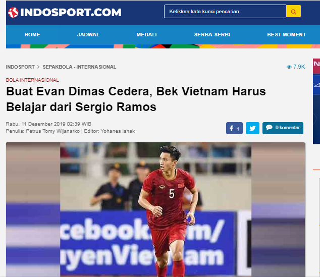 Báo Indonesia ca ngợi 1 hành động của Đoàn Văn Hậu, so sánh với Sergio Ramos - Bóng Đá