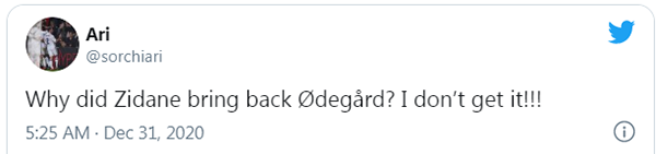 "Tại sao Zidane lại không đưa Martin Odegaard vào sân? Tôi thật chẳng hiểu nổi."
