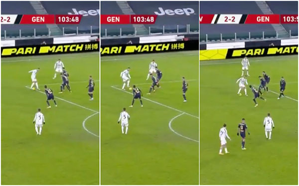 Cristiano Ronaldo fools 4 Genoa players with tricks to create chance that led to winner for Juventus from debutant Hamza Rafia vs Genoa - Bóng Đá