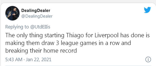 CĐV Man Utd mỉa mai Thiago: 