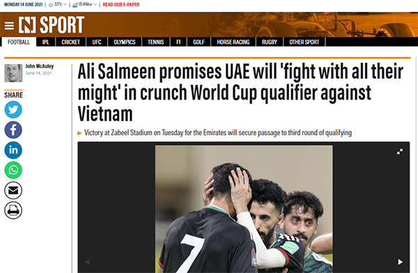 Truyền thông UAE lo lắng, chỉ ra điểm yếu đội nhà trước trận gặp ĐT Việt Nam - Bóng Đá