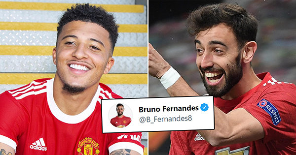 Bruno gửi một thông điệp ngắn gọn đến Sancho sau trận thắng Everton tại Old Trafford đêm qua.