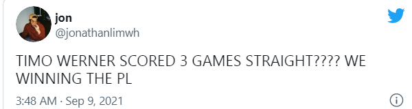 "Timo Werner ghi bàn trong 3 trận liền, chúng ta sắp vô địch Ngoại hạng Anh."