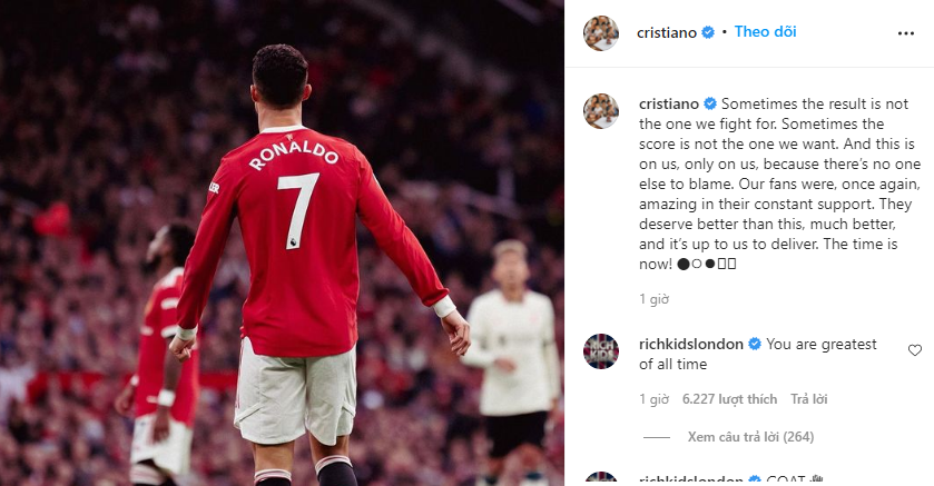 Ronaldo gửi thông điệp đến NHM Man Utd sau trận Liverpool - Bóng Đá