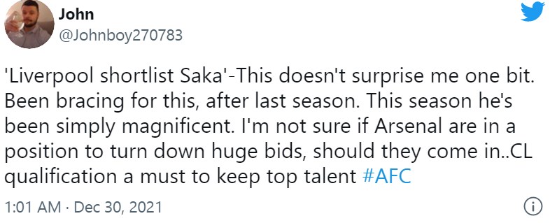 Liverpool muốn chiêu mộ Saka, CĐV Arsenal nói ngay 1 lời - Bóng Đá