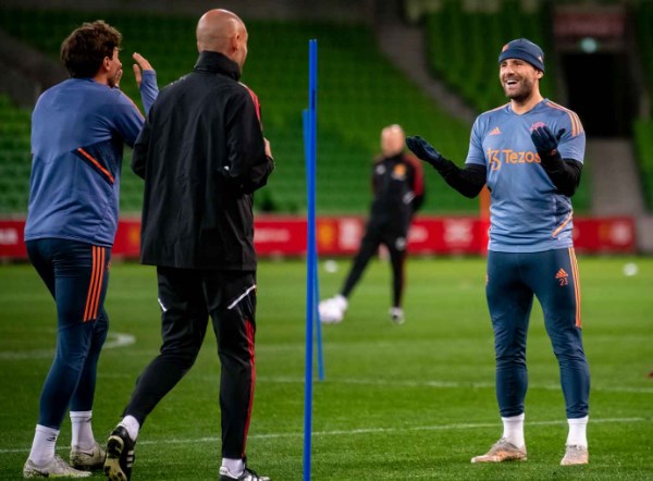 Các cầu thủ Man Utd phấn chấn.