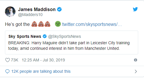 James Maddison reveals why Harry Maguire missed Leicester City training amid Manchester United transfer links - Bóng Đá