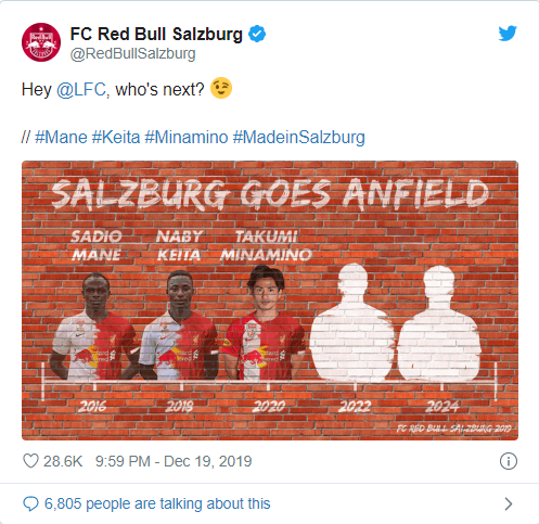'Hey @LFC, who's next?': Red Bull Salzburg jokingly call out Liverpool after signing three of their players - Bóng Đá