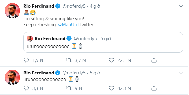 Rio Ferdinand sends Manchester United fans into meltdown with Bruno Fernandes tweet - Bóng Đá