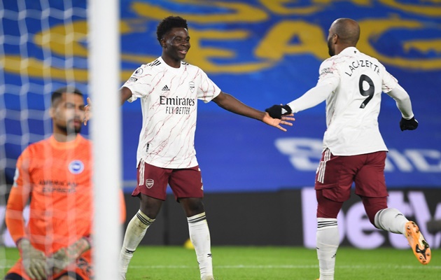 Saka là nhân tố mang tới chiến thắng cho Pháo thủ.