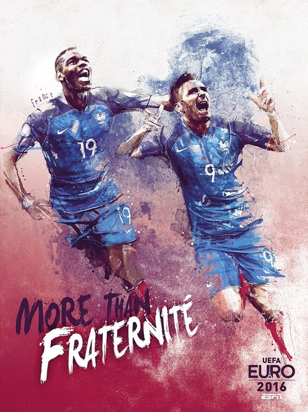 Poster của tuyển Pháp, với khẩu hiệu 