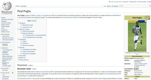 Trang Wikipedia tiếng Tây Ban Nha cập nhật thông tinPogba trở thành người Real.
