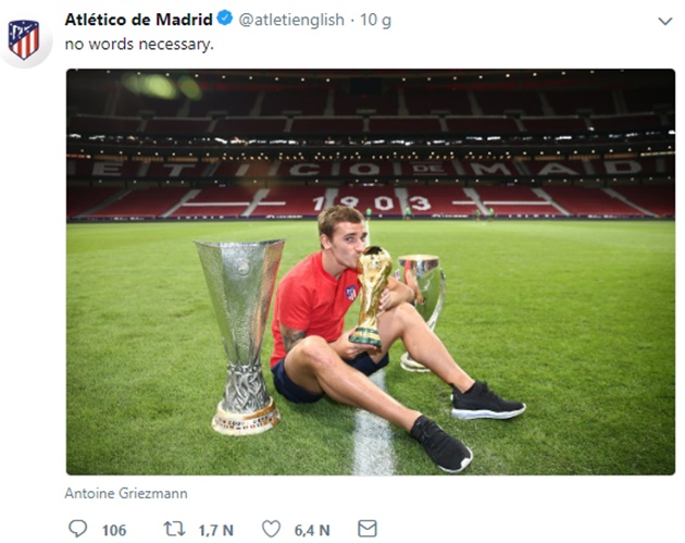 Twitter Atletico Madrid tức giận vì Griezmann bị loại khỏi The Best - Bóng Đá