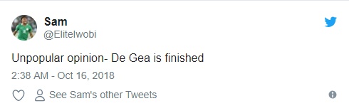 De Gea bị ném đá trên Twitter - Bóng Đá