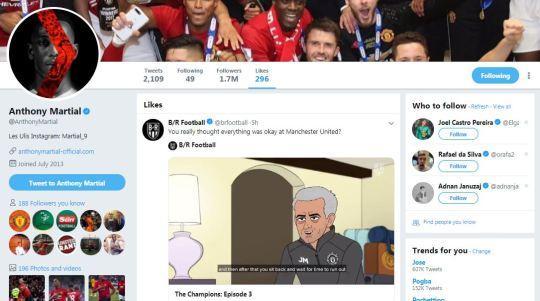 Martial like tweet bí hiểm về Mourinho - Bóng Đá