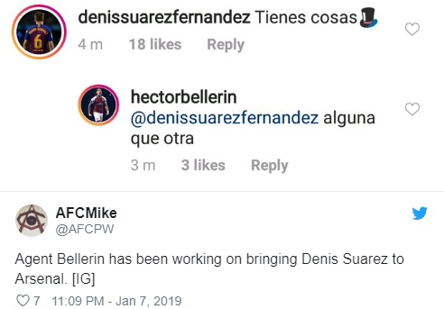 Dennis Suarez trả lời Bellerin Instagram - Bóng Đá