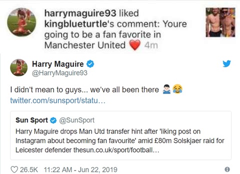 'We've all been there!' - Maguire explains Manchester United social media faux pas - Bóng Đá