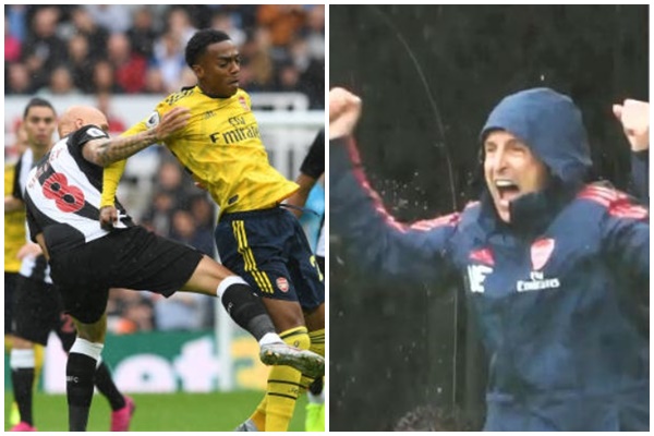 Unai Emery celebrates Joe Willock’s tackle like a goal in Arsenal’s win over Newcastle United  - Bóng Đá