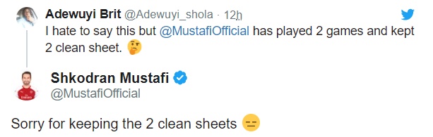 Shkodran Mustafi sarcastically apologises to Arsenal fan for keeping two clean sheets - Bóng Đá