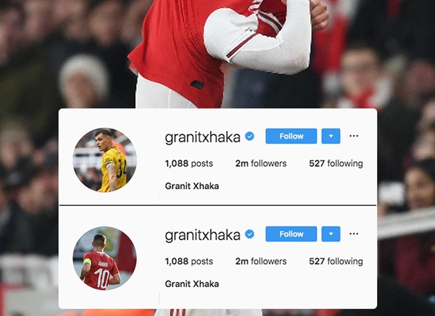 Granit Xhaka deletes Arsenal profile pic on Instagram and switches to one from Switzerland game as fan row rumbles on - Bóng Đá