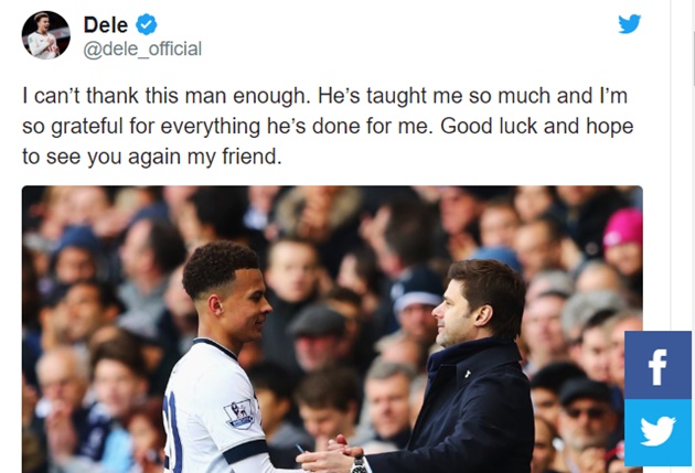 Dele Alli ‘grateful’ to sacked Tottenham boss Mauricio Pochettino   - Bóng Đá