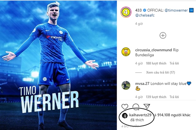 Chelsea fans sent into meltdown as Kai Havertz reacts to Timo Werner transfer    - Bóng Đá