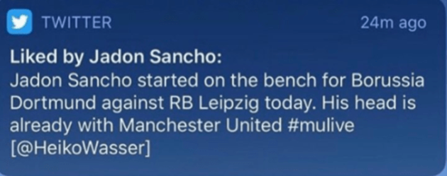 Jadon Sancho sends Manchester United fans into meltdown by dropping fresh transfer hint    - Bóng Đá