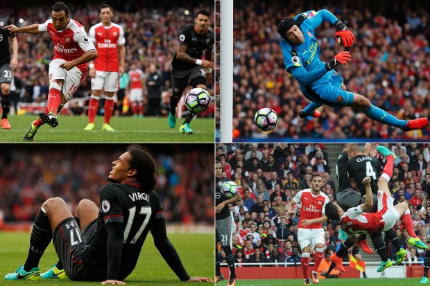 Koscielny lập siêu phẩm, Arsenal thắng nhờ quả penalty phút bù giờ