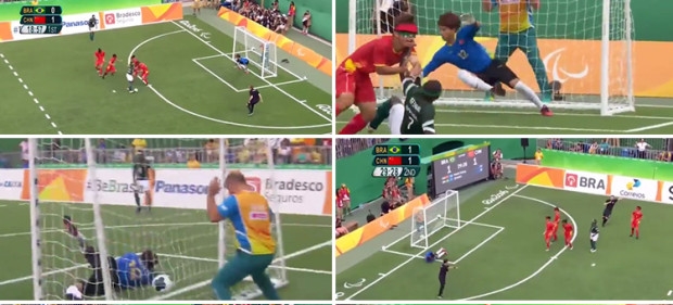 Cầu thủ khiếm thị tái hiện Ronaldinho ghi bàn hạ đẹp Trung Quốc