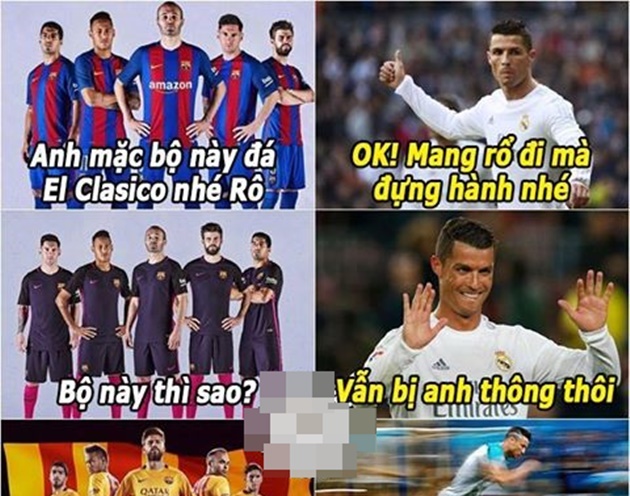 Ảnh chế: Cáo xanh từ tốn lên đỉnh châu Âu; CR7 ‘tốc biến’ Siêu kinh điển vì Bà xã mặc áo vàng