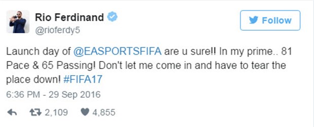 Rio Ferdinand đòi phá banh trụ sở EA vì chỉ số FIFA quá thấp