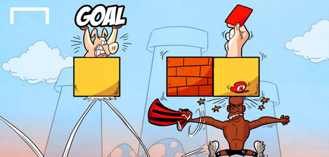 Hí họa Balotelli húc gạch ra thẻ đỏ khi chơi game Mario