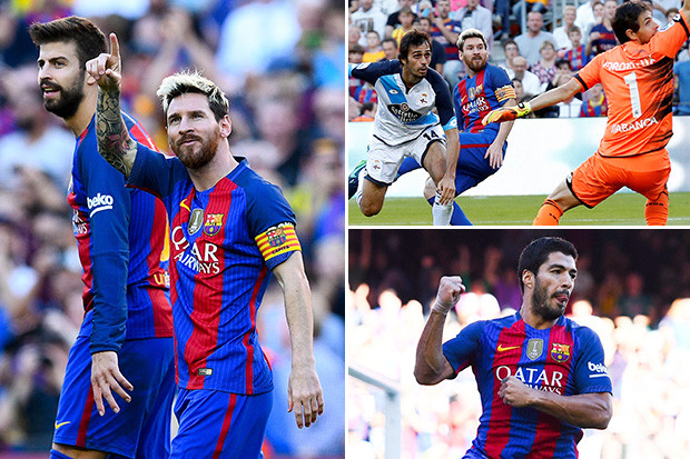 Đấm đối thủ rồi kiến tạo, ghi bàn, Suarez giúp Barca đại thắng Deportivo