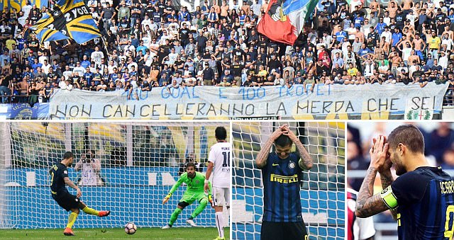 Icardi ôm đầu hỏng pen, khán đài vang đầy tiếng mắng mỏ kẻ cướp vợ bạn