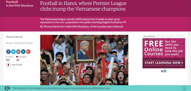 Ảnh bài viết Tiếng xấu của bóng đá Việt lan đến báo Anh